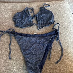 Zaful Shimmering Navy Bikini Set